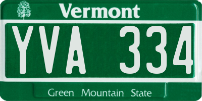 VT license plate YVA334