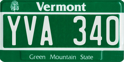 VT license plate YVA340