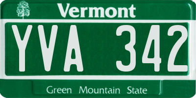 VT license plate YVA342