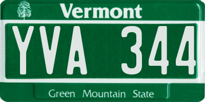 VT license plate YVA344