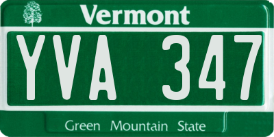 VT license plate YVA347
