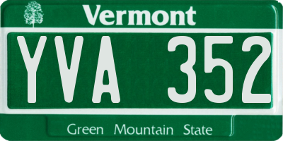 VT license plate YVA352