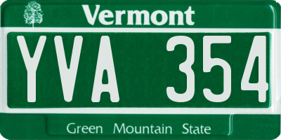 VT license plate YVA354