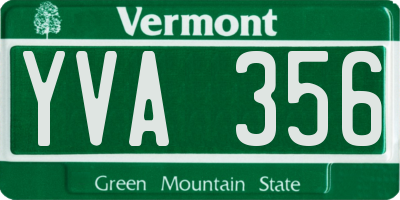VT license plate YVA356