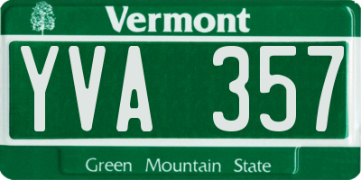 VT license plate YVA357