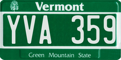 VT license plate YVA359