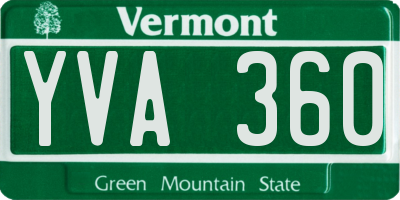 VT license plate YVA360