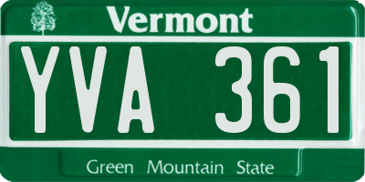VT license plate YVA361
