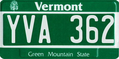 VT license plate YVA362