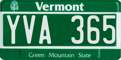 VT license plate YVA365