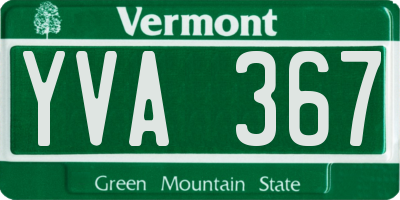 VT license plate YVA367