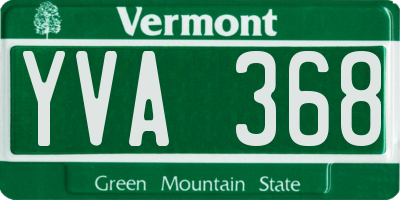 VT license plate YVA368