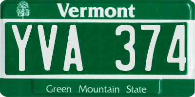 VT license plate YVA374