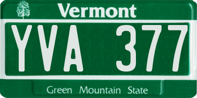 VT license plate YVA377