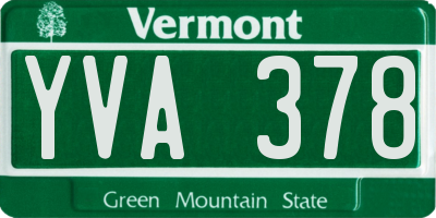 VT license plate YVA378