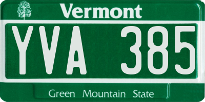VT license plate YVA385