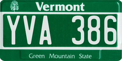 VT license plate YVA386