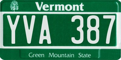 VT license plate YVA387