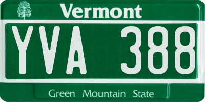 VT license plate YVA388