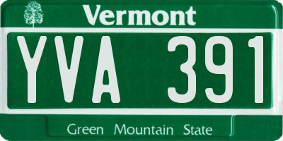 VT license plate YVA391