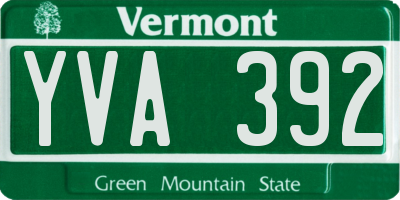 VT license plate YVA392