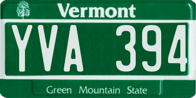 VT license plate YVA394