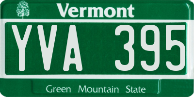 VT license plate YVA395