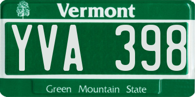 VT license plate YVA398