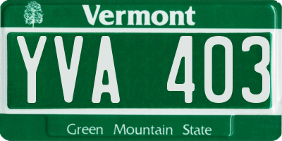 VT license plate YVA403