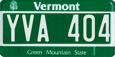 VT license plate YVA404