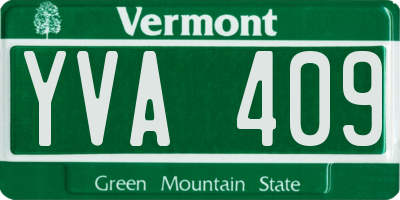 VT license plate YVA409