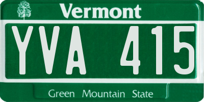 VT license plate YVA415