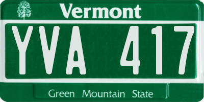 VT license plate YVA417