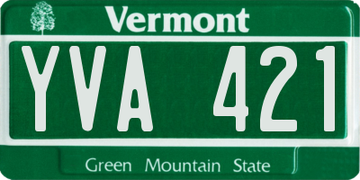 VT license plate YVA421