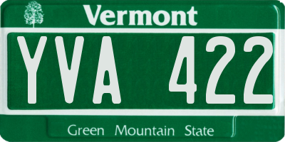 VT license plate YVA422