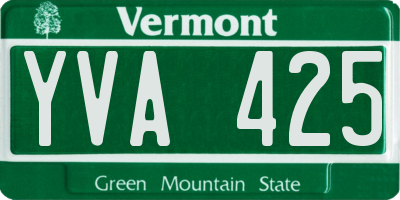 VT license plate YVA425