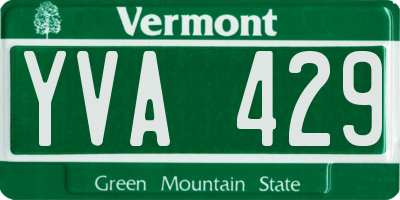 VT license plate YVA429