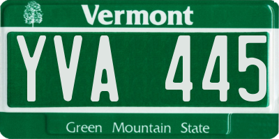 VT license plate YVA445