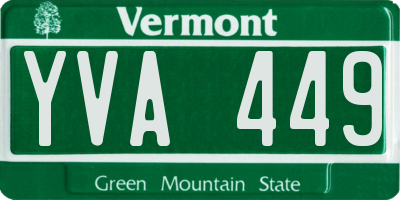VT license plate YVA449