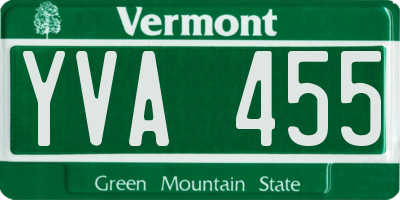 VT license plate YVA455