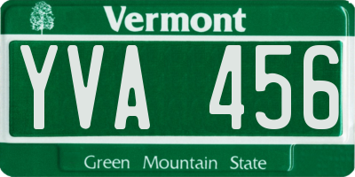 VT license plate YVA456