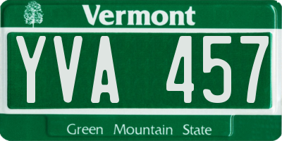 VT license plate YVA457