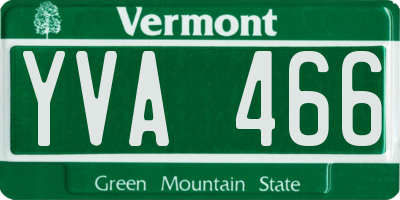 VT license plate YVA466