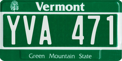 VT license plate YVA471