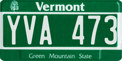 VT license plate YVA473