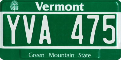 VT license plate YVA475