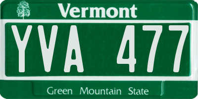 VT license plate YVA477