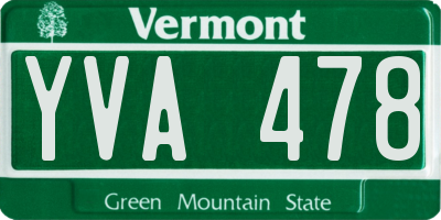 VT license plate YVA478