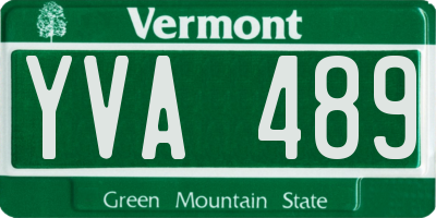VT license plate YVA489