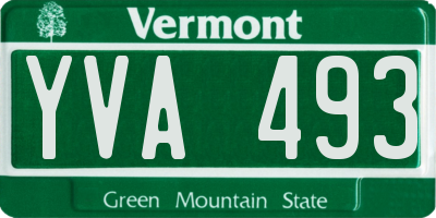 VT license plate YVA493